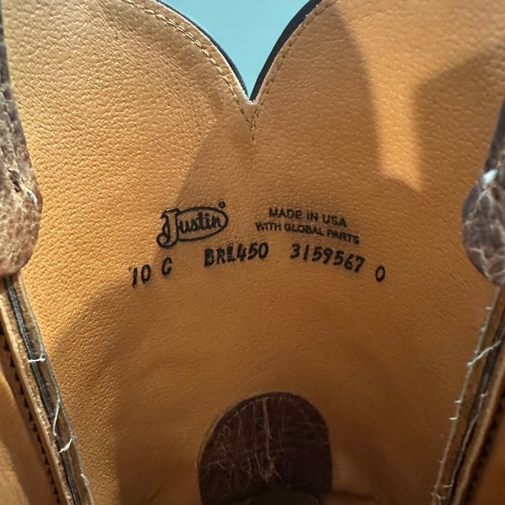 Justin Boots Western Cowboy Boots - Size 10 (Runs Large) - Picture 3 of 6